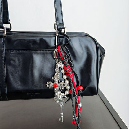 Simple Bow Beaded Braided Keychain Bag Charm