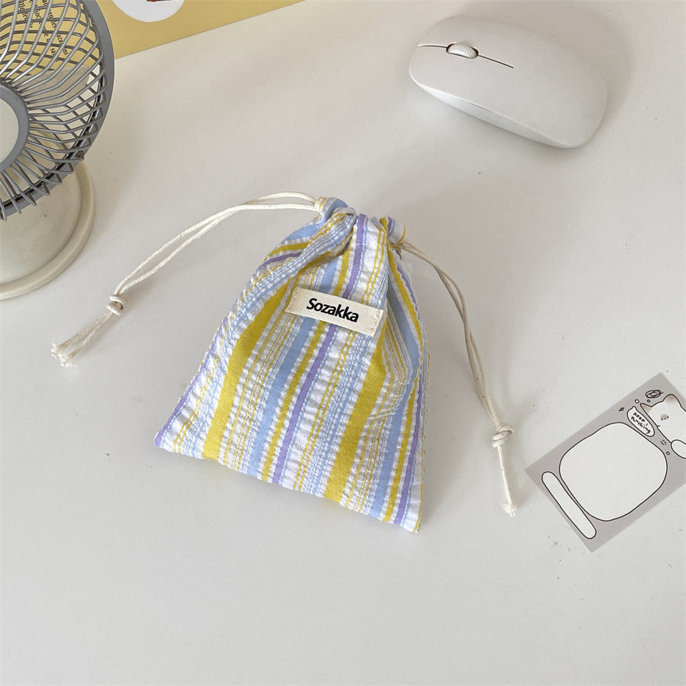 Striped Drawstring Coin Purses Wallets