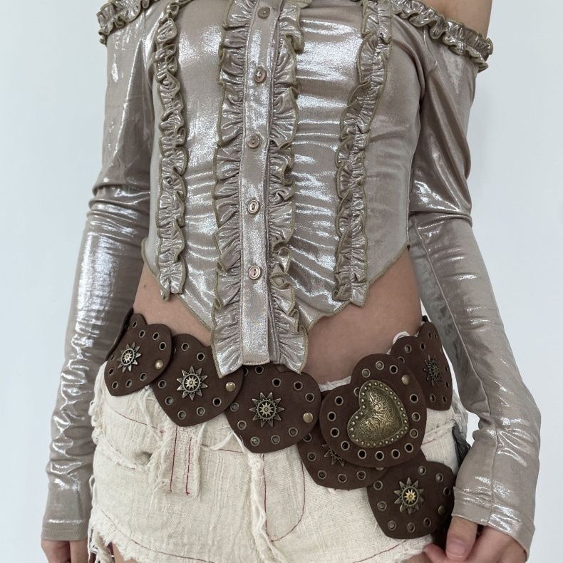 Vintage Patchwork Punk Stud Wide Belt