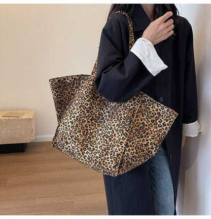Leopaed Print Shoulder Bag Large Capacity Tote Bag