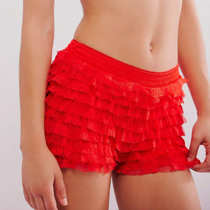 Ruffle Solid Color Low Waist Shorts