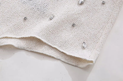 Sexy Rhinestone Halter Top Triangle Shorts Set