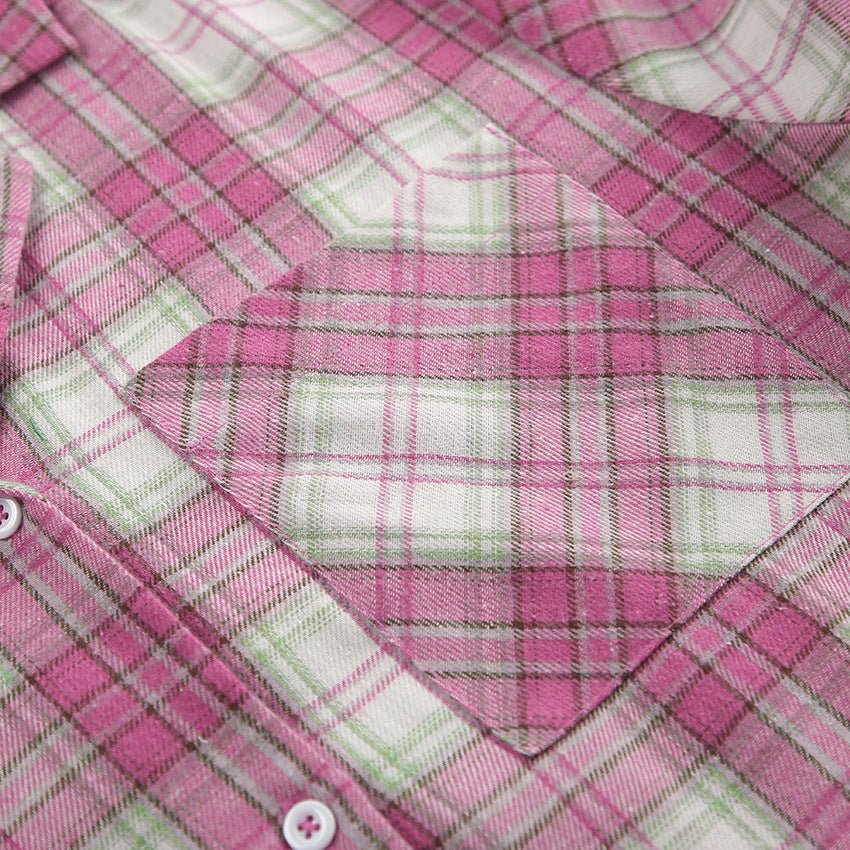 Plaid Long Sleeve Shirt and Pants Sets