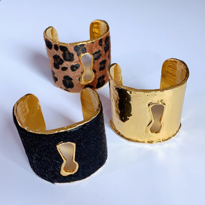 Leopard Print Wide Open Cuff Bracelet