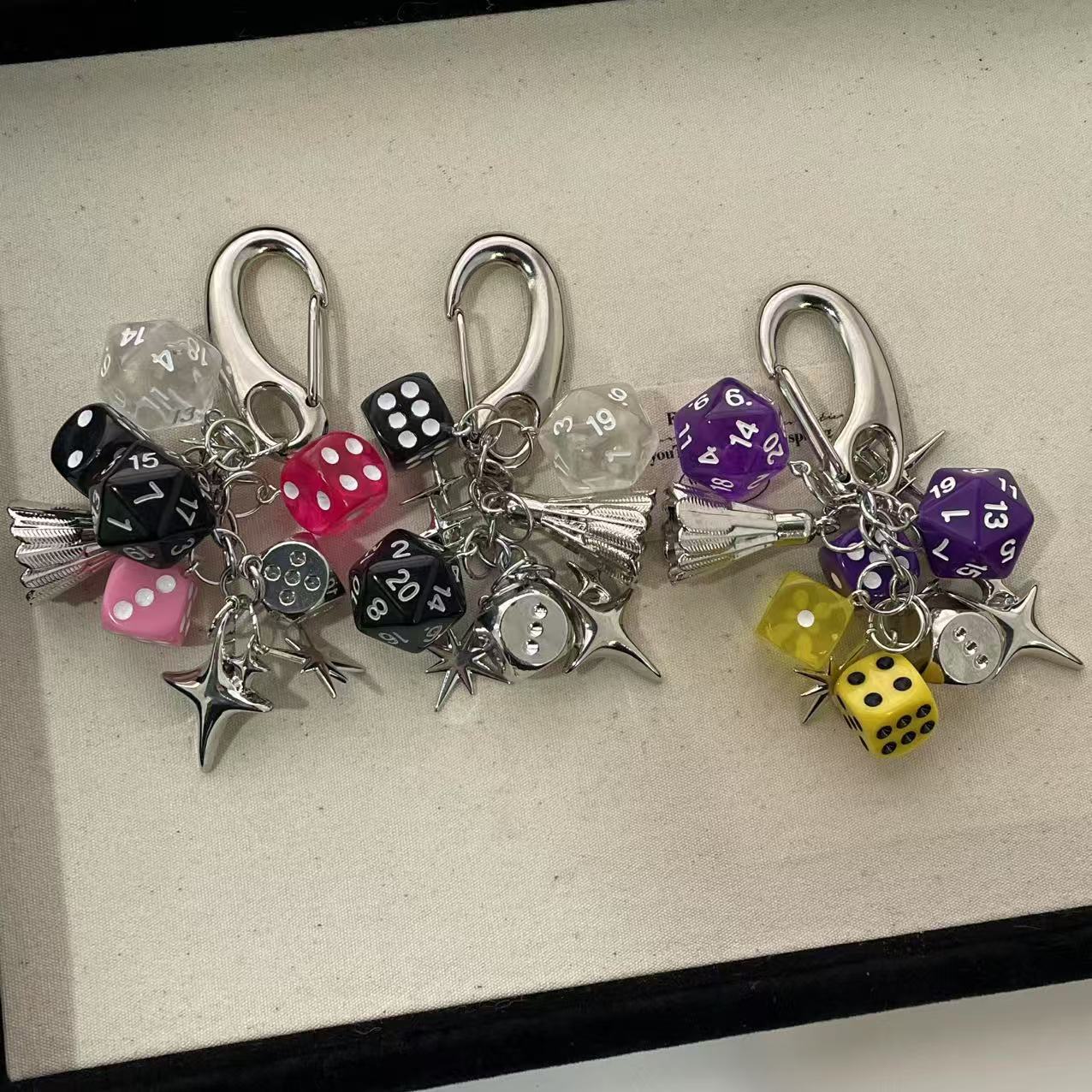 Simple Dice Star Braided Keychain Bag Charm