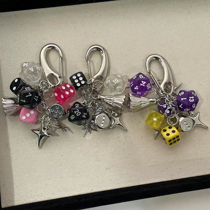 Simple Dice Star Braided Keychain Bag Charm