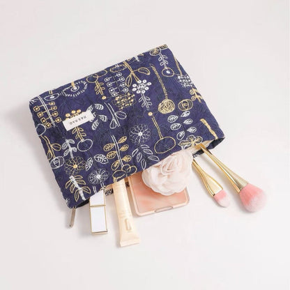 Cute Floral Cotton Embroidered Makeup Bag