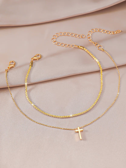 Simple Glitter Double Anklet