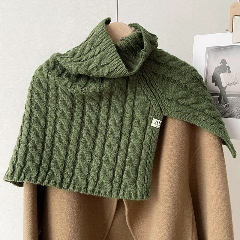 Twist Solid Color Split Pullover Knit Scarve