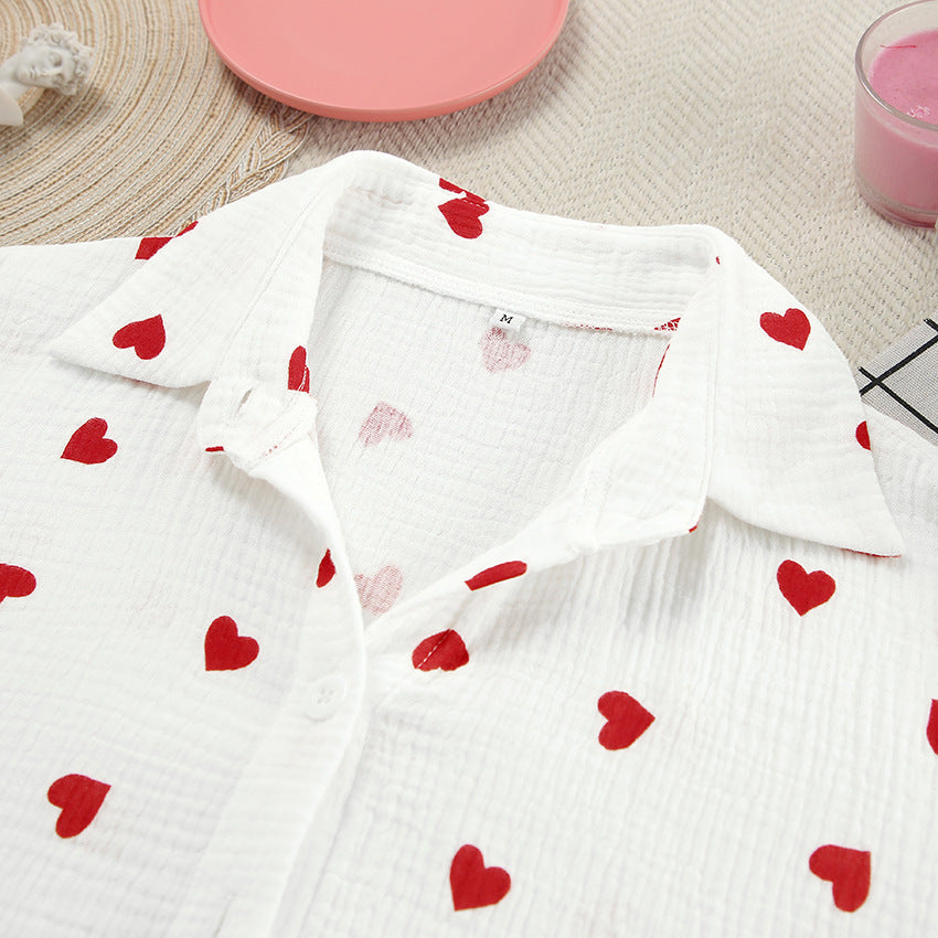 Love Print Flounce Sexy Sleepwear Sets