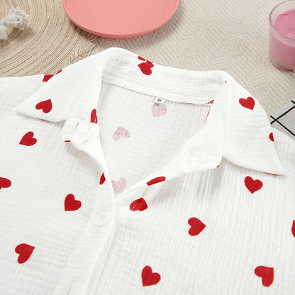 Love Print Flounce Sexy Sleepwear Sets