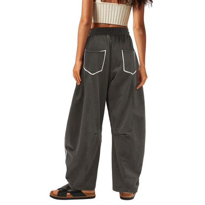 Simple Drawstring Mid-Waist Causal Pants