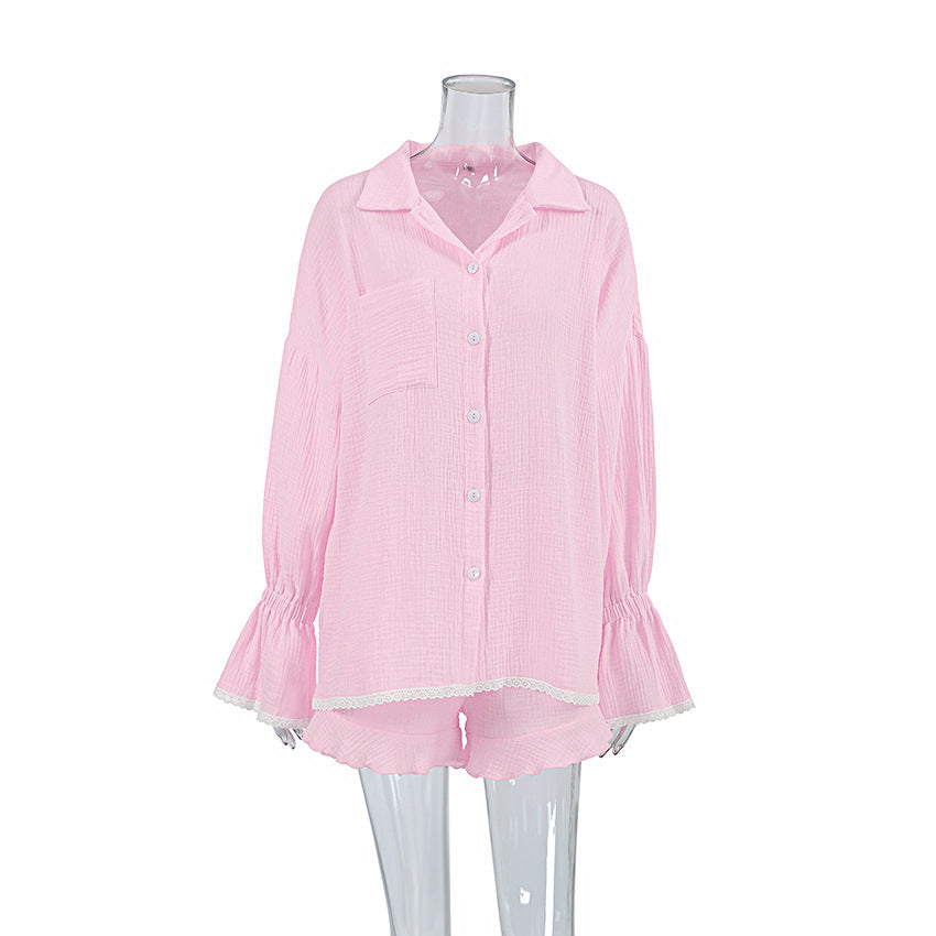 Flounce Solid Color Homewear Sets