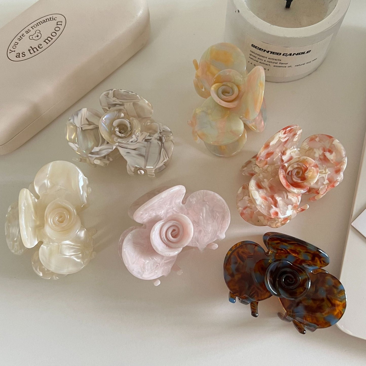 Cute Color Block Camellia Acetate Hair Claw