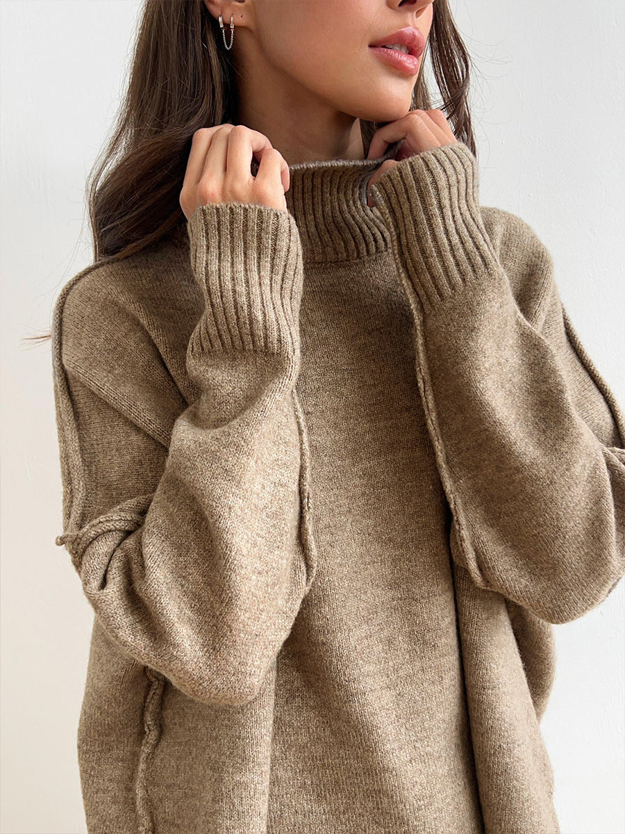 Loose High Collar Knit Sets