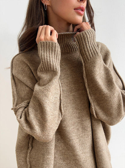 Loose High Collar Knit Sets