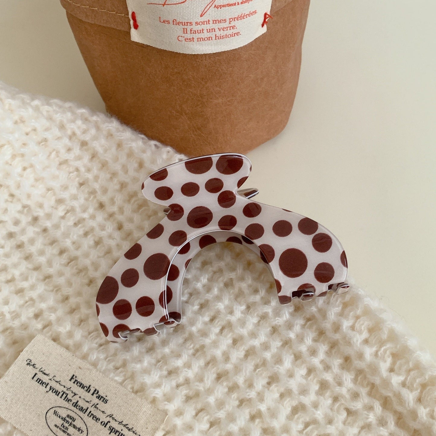 Simple Polka Dot Color Block Hair Claw