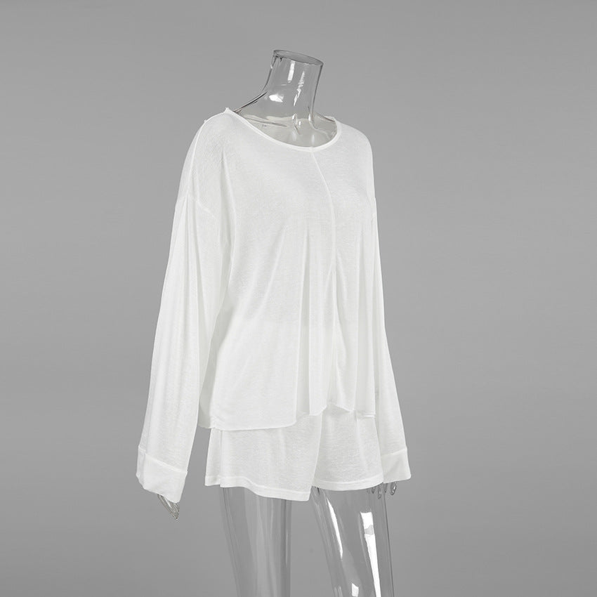Loose Solid Color Casual Sleepwear Sets
