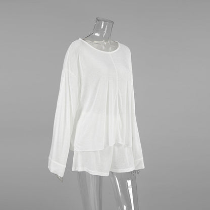 Loose Solid Color Casual Sleepwear Sets