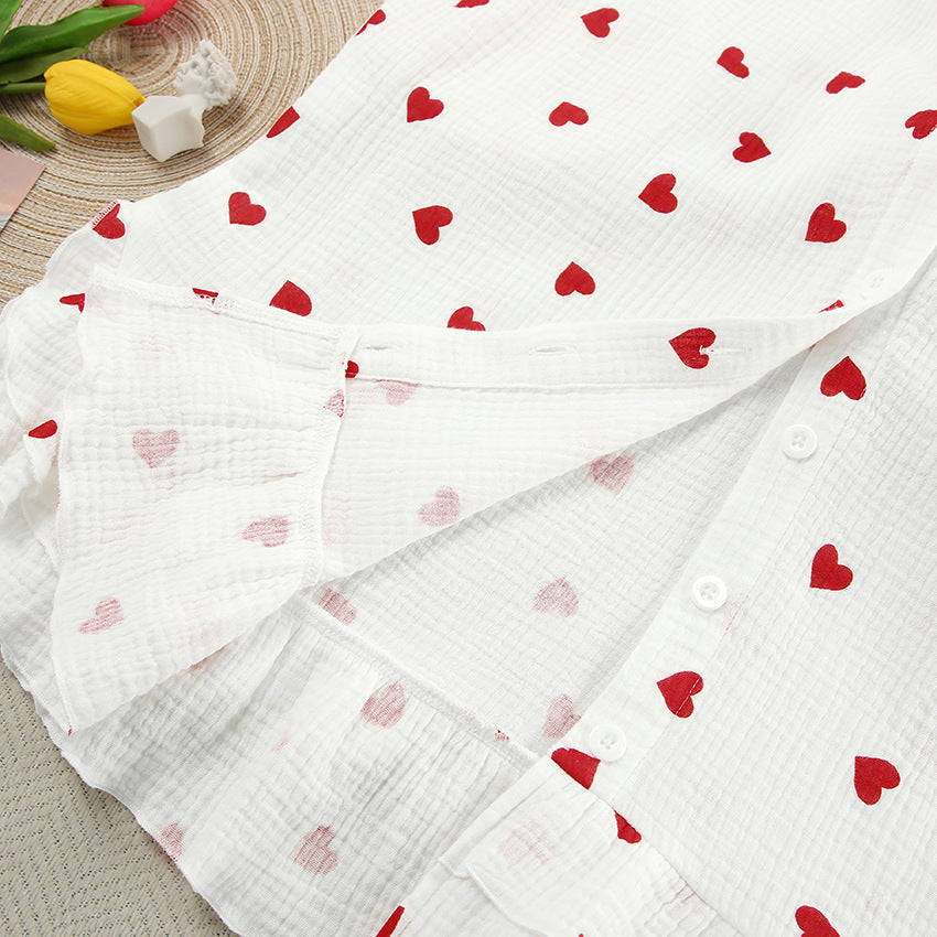 Love Print Flounce Sexy Sleepwear Sets