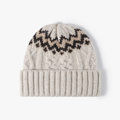 Contrast Color Twist Knit Beanie