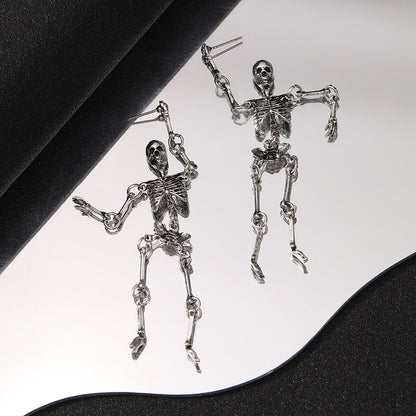 Punk Gothic Skeleton Skull Halloween Dangle Earrings