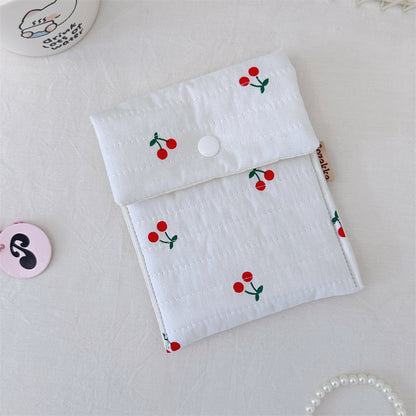 Cute Cherry Print Portable Make Up Bag
