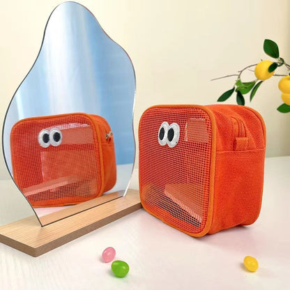 Cute Solid Color Mesh Make Up Bag
