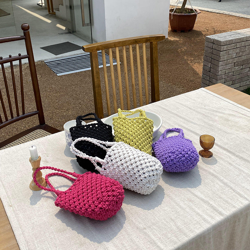 Hollow Out Simple Bucket Woven Bag