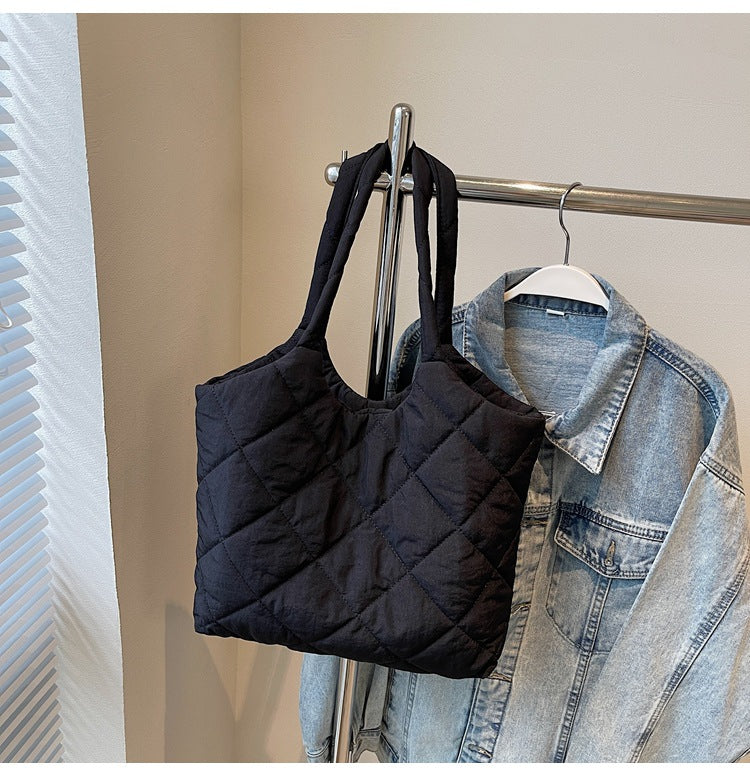 Solid Color Large Capacity Puffer Handbag