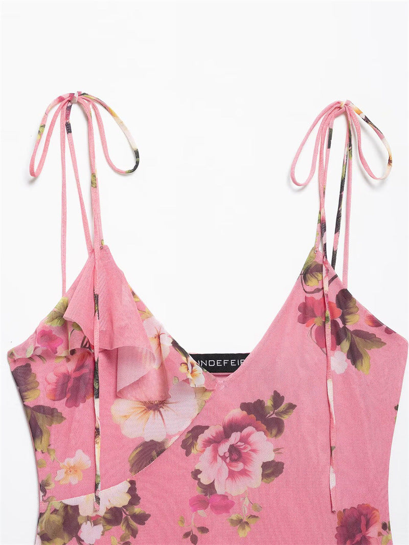 Asymmetrical Spaghetti Strap Top and Skirt Set