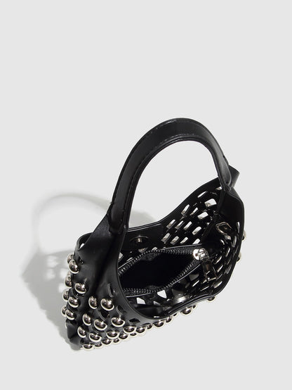 Hollow Out Rivet Chain Shoulder Bucket Bag