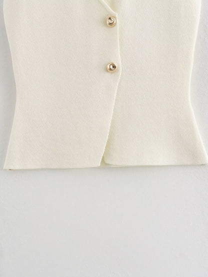 Casual Solid Color Button Down Knit Vest