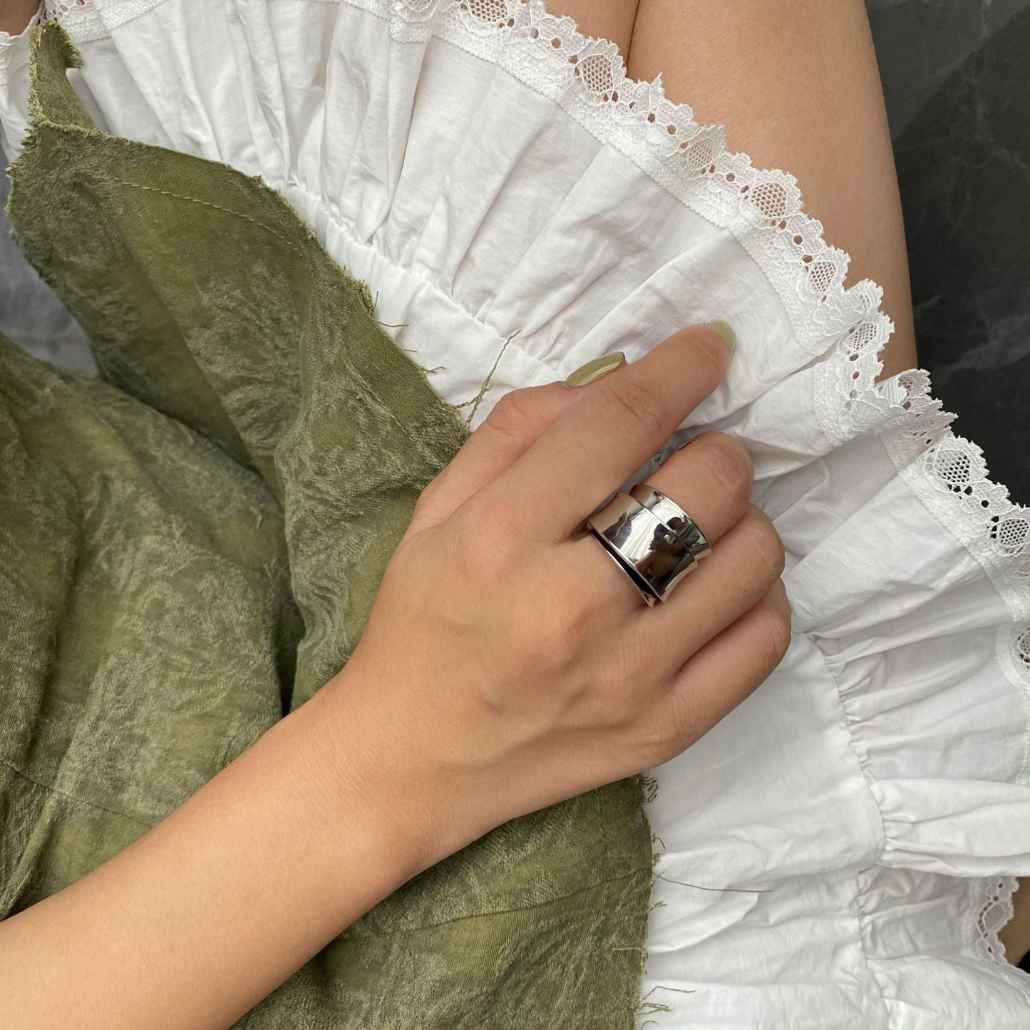 Elegant Enamel Double-Layer Open Ring