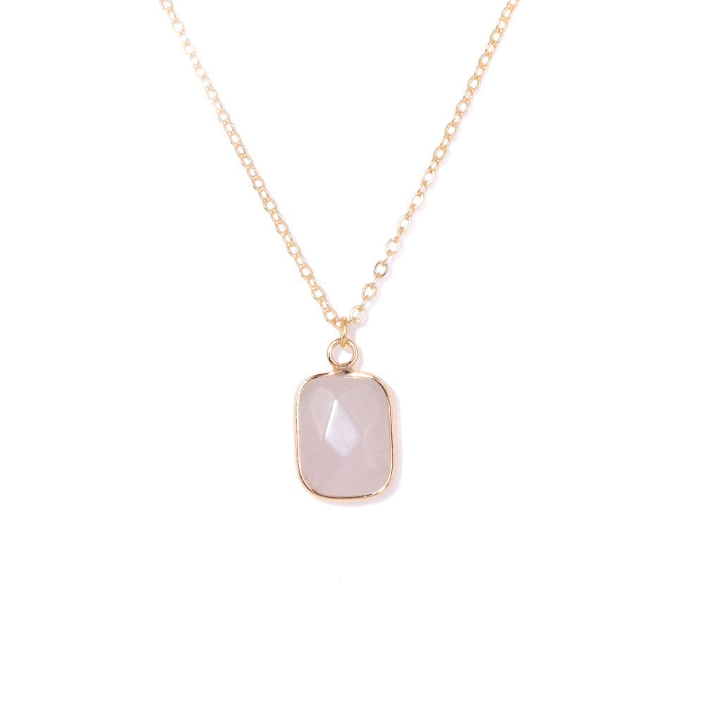 Irregiular Pink Crystal Pendant Simple Neckalces