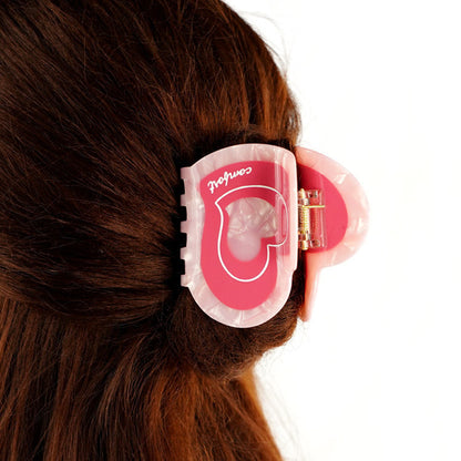 Color Block Heart Acetate Hair Claw