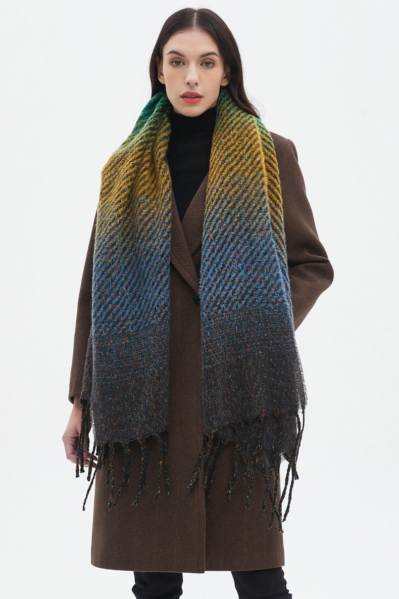 Gradient Color Tassel Soft Scarves