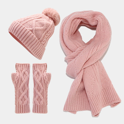 Solid Color Twist Simple Knit Hat & Scarf Sets