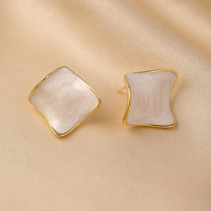 Simple Geometric Irregular Enamel Stud Earrings