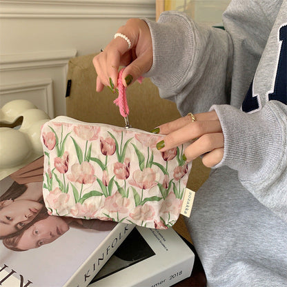 Simple Flower Print Mini Make Up Bag