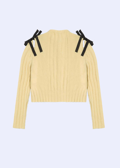 Simple Solid Color Bow Knot Knit Sweater