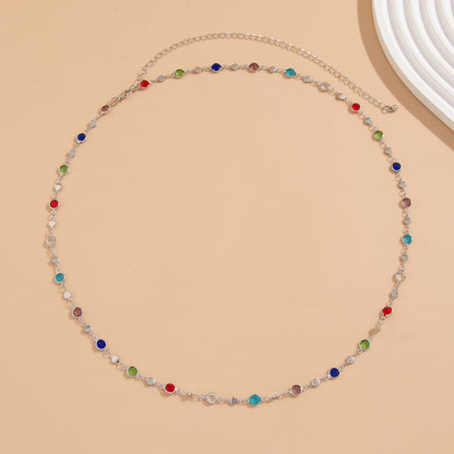 Boho Colorful Rhinestone Crystal Waist Chain