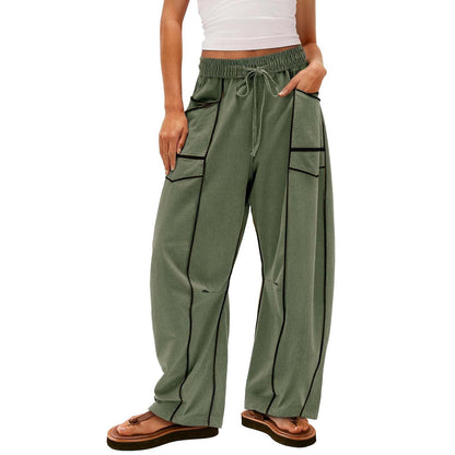 Simple Drawstring Mid-Waist Causal Pants
