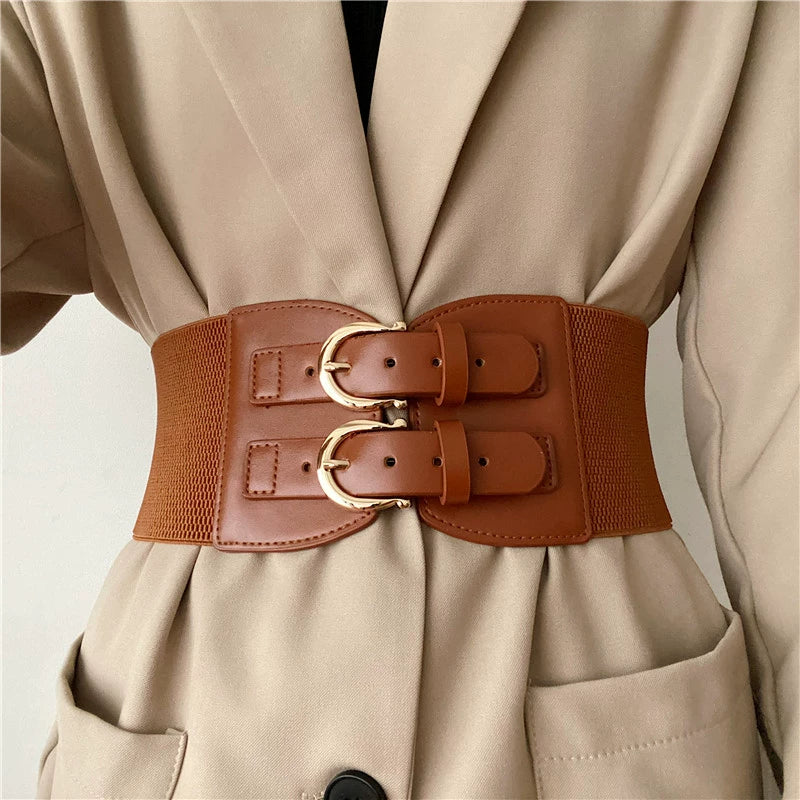 Solid Color Stretchy Adjustable Wide Waist Belt