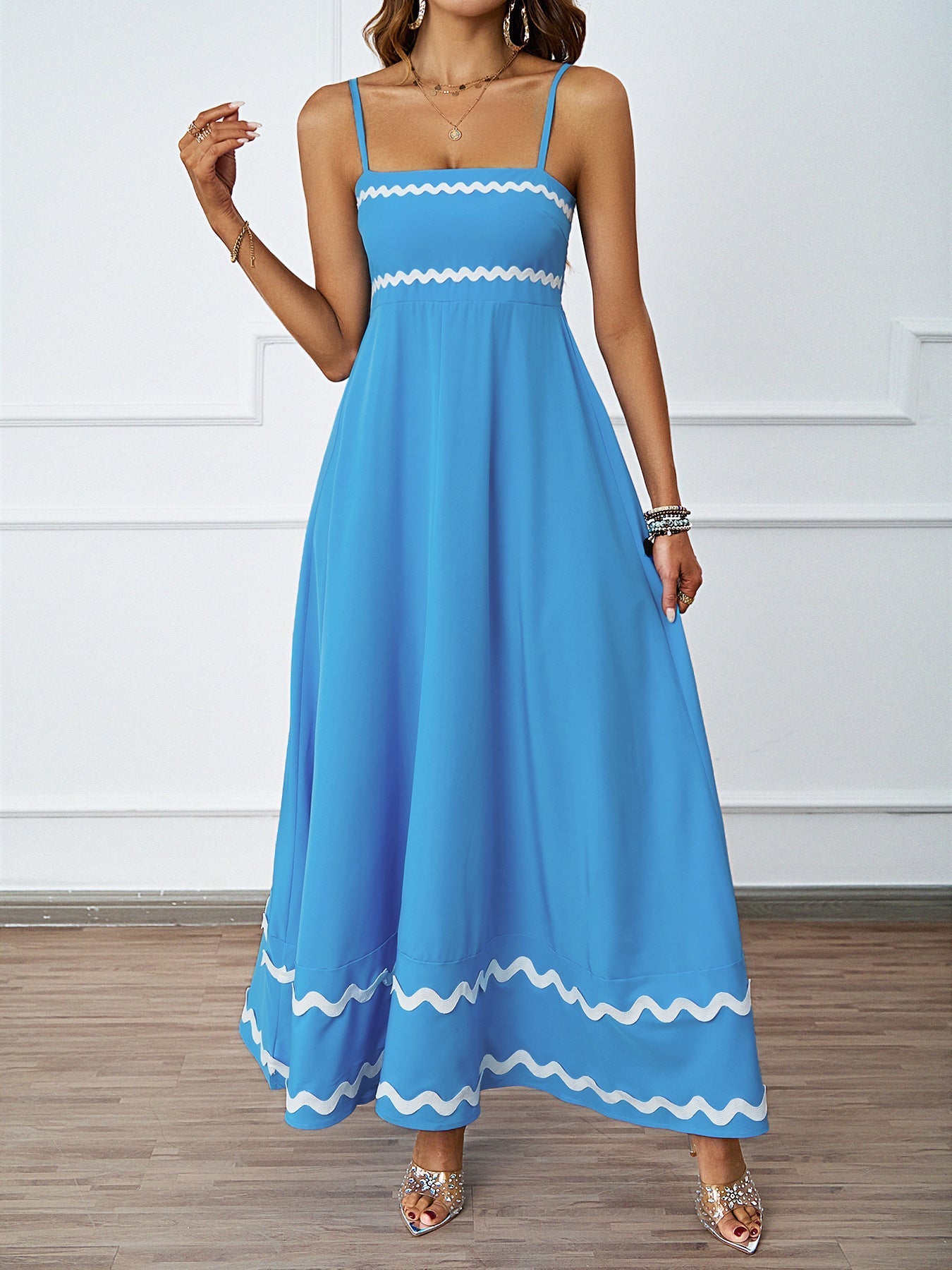 Ruffle Sleeveless Spaghetti Maxi Dress