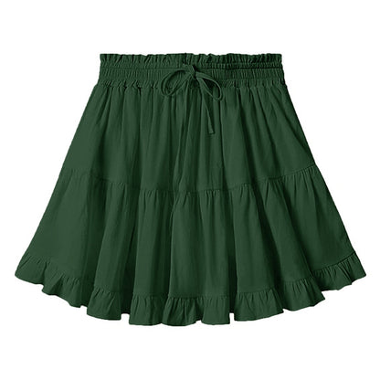 Trendy Pleated High Waisted Drawstring Skirt
