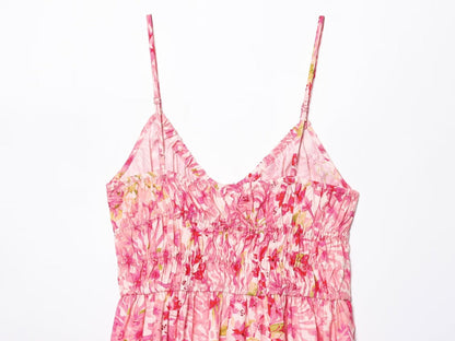 Casual Floral Print Spaghetti Strap Maxi Dress