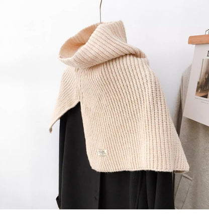 Solid Color Pullover High Neck Knitted Scarf