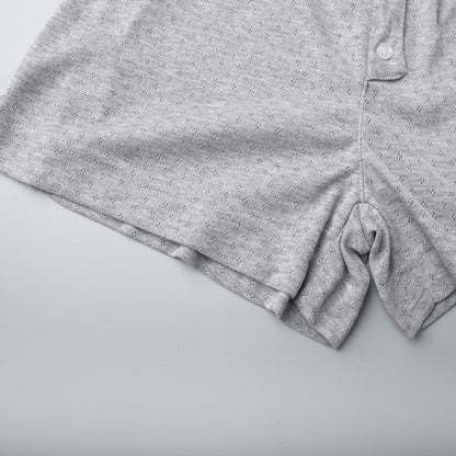 Knit Long Sleeve Top Shorts Sleepwear Set