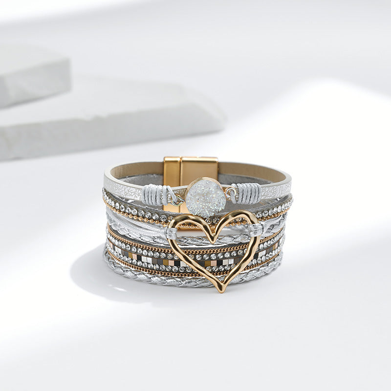 Rhinestone Bohemian Layered Love Bracelet